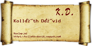 Kolláth Dávid névjegykártya